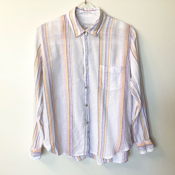 Rails Long Sleeve Linen Blend Charli Shirt - Merida Stripe - S - Picture 2 of 9